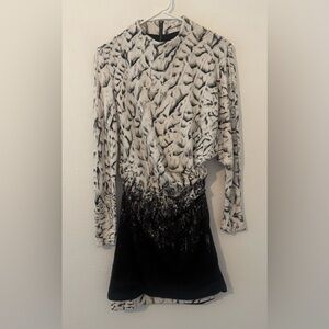 Helmut Lang Abstract Print Dress Mock Neck Cocktail Evening Size Small